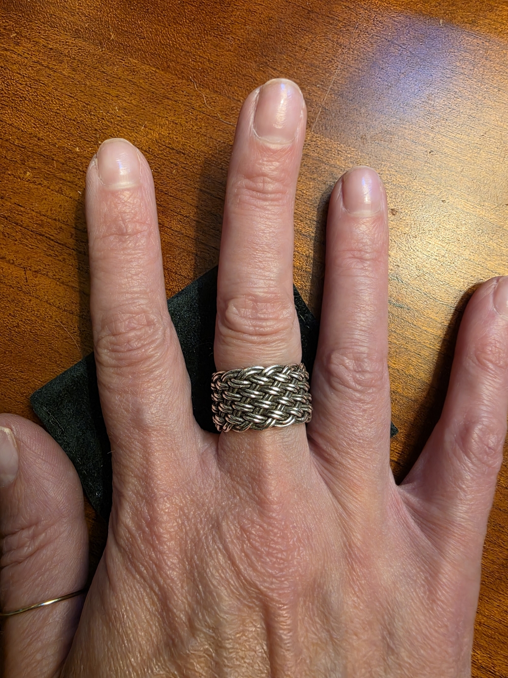Braided Wide Silver Women's Ring - Sterling-Look Band
